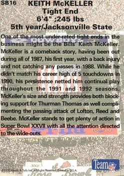 1993 Heads & Tails SB XXVII #SB16 Keith McKeller Back