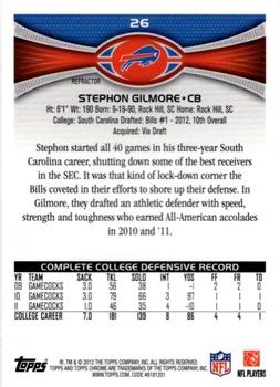 2012 Topps Chrome - Orange Refractors #26 Stephon Gilmore Back