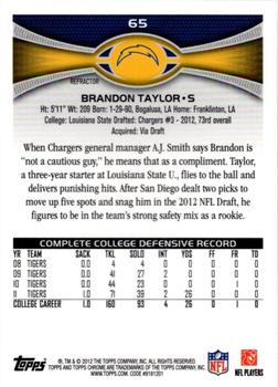 2012 Topps Chrome - Orange Refractors #65 Brandon Taylor Back