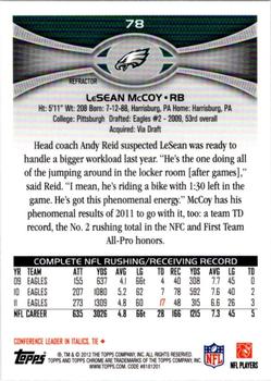 2012 Topps Chrome - Orange Refractors #78 LeSean McCoy Back