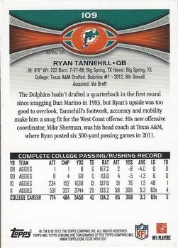 2012 Topps Chrome - Orange Refractors #109 Ryan Tannehill Back