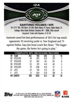 2012 Topps Chrome - Orange Refractors #124 Santonio Holmes Back