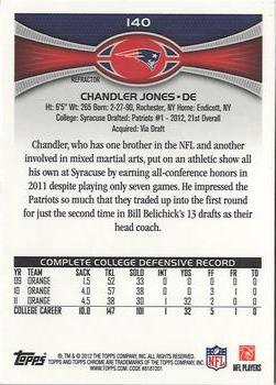 2012 Topps Chrome - Orange Refractors #140 Chandler Jones Back