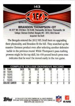 2012 Topps Chrome - Orange Refractors #143 Brandon Thompson Back