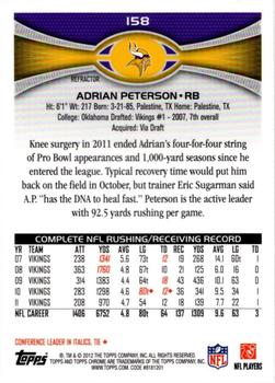 2012 Topps Chrome - Orange Refractors #158 Adrian Peterson Back
