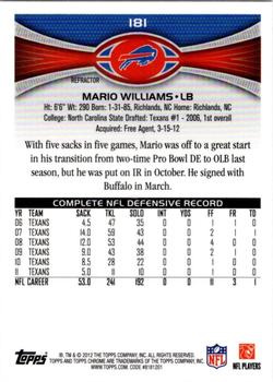 2012 Topps Chrome - Orange Refractors #181 Mario Williams Back