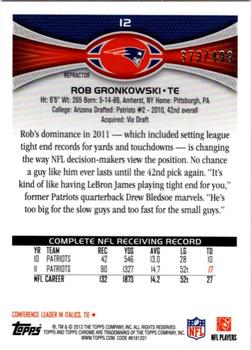 2012 Topps Chrome - Purple Refractors #12 Rob Gronkowski Back