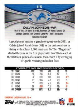 2012 Topps Chrome - Purple Refractors #115 Calvin Johnson Back