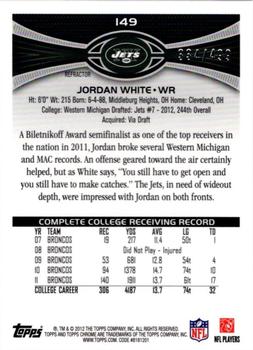 2012 Topps Chrome - Purple Refractors #149 Jordan White Back