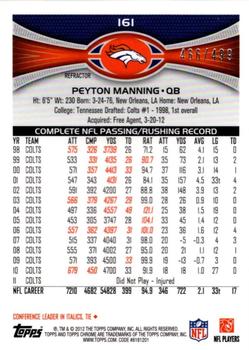 2012 Topps Chrome - Purple Refractors #161 Peyton Manning Back