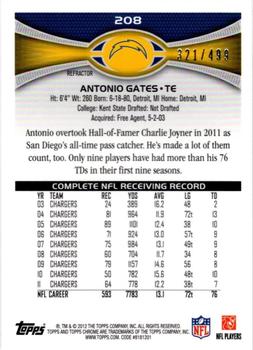 2012 Topps Chrome - Purple Refractors #208 Antonio Gates Back