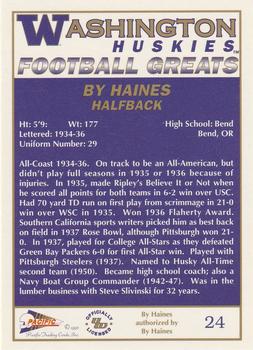 1992 Pacific Greats Washington Huskies #24 By Haines Back