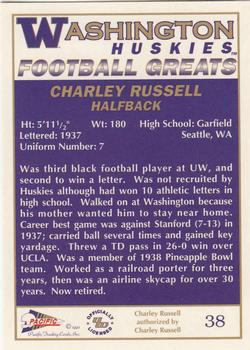 1992 Pacific Greats Washington Huskies #38 Charley Russell Back
