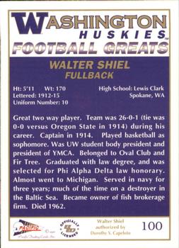 1992 Pacific Greats Washington Huskies #100 Walter Shiel Back