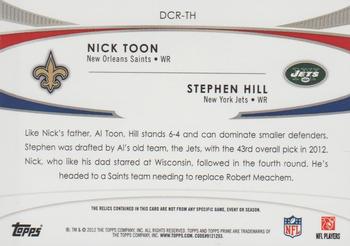 2012 Topps Prime (Hobby) - Dual Combo Relics Copper #DCR-TH Nick Toon / Stephen Hill Back