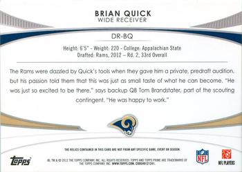 2012 Topps Prime (Hobby) - Dual Relics #DR-BQ Brian Quick Back