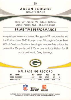 2012 Topps Prime (Hobby) - Gold #30 Aaron Rodgers Back