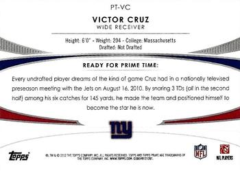 2012 Topps Prime (Hobby) - Primetimers #PT-VC Victor Cruz Back