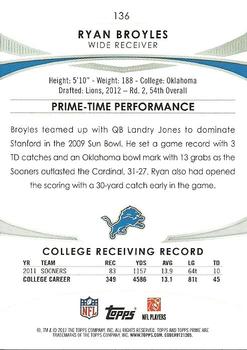2012 Topps Prime (Retail) #136 Ryan Broyles Back
