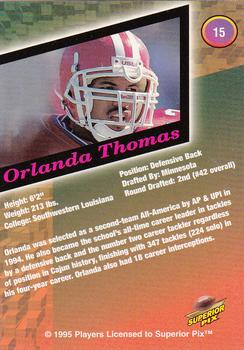 1995 Superior Pix #15 Orlando Thomas Back