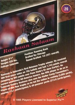 1995 Superior Pix #20 Rashaan Salaam Back