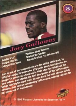 1995 Superior Pix #25 Joey Galloway Back