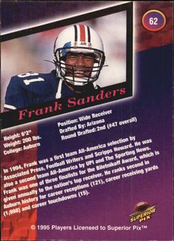 1995 Superior Pix #62 Frank Sanders Back