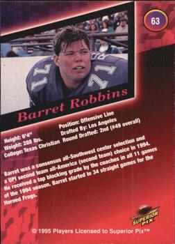 1995 Superior Pix #63 Barrett Robbins Back