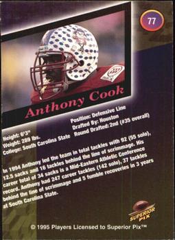 1995 Superior Pix #77 Anthony Cook Back