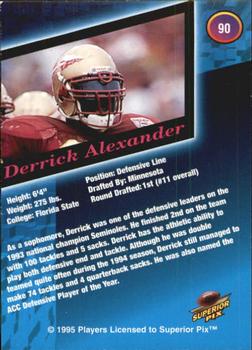 1995 Superior Pix #90 Derrick Alexander Back