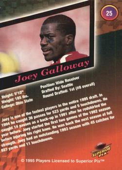 1995 Superior Pix - Autographs #25 Joey Galloway Back