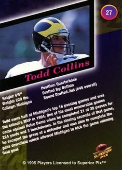 1995 Superior Pix - Autographs #27 Todd Collins Back