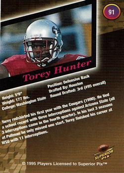 1995 Superior Pix - Autographs #91 Torey Hunter Back