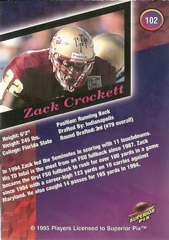 1995 Superior Pix - Autographs #102 Zack Crockett Back