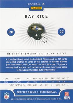 2012 Panini Totally Certified #4 Ray Rice Back