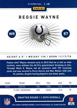 2012 Panini Totally Certified #14 Reggie Wayne Back