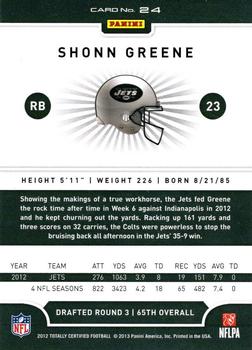 2012 Panini Totally Certified #24 Shonn Greene Back