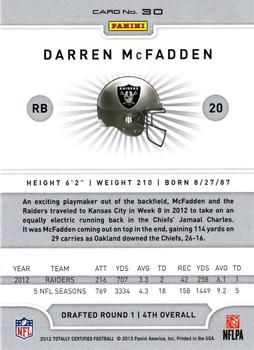2012 Panini Totally Certified #30 Darren McFadden Back