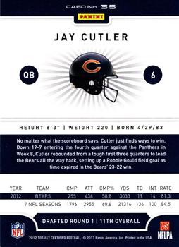 2012 Panini Totally Certified #35 Jay Cutler Back