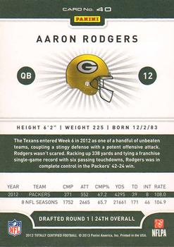 2012 Panini Totally Certified #40 Aaron Rodgers Back