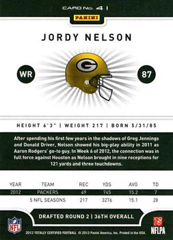 2012 Panini Totally Certified #41 Jordy Nelson Back