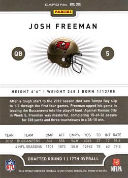2012 Panini Totally Certified #53 Josh Freeman Back