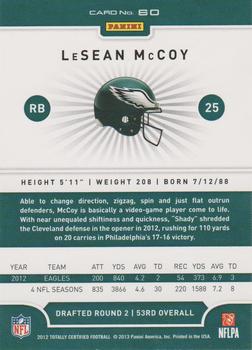2012 Panini Totally Certified #60 LeSean McCoy Back