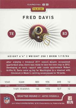 2012 Panini Totally Certified #62 Fred Davis Back