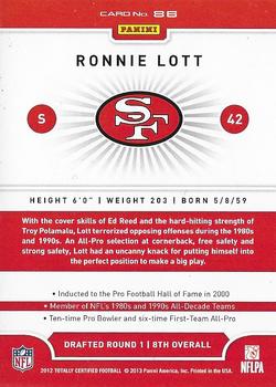 2012 Panini Totally Certified #86 Ronnie Lott Back