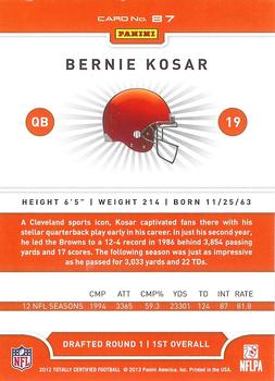 2012 Panini Totally Certified #87 Bernie Kosar Back