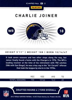 2012 Panini Totally Certified #91 Charlie Joiner Back
