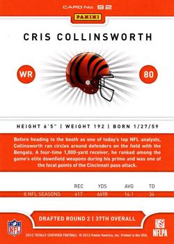 2012 Panini Totally Certified #92 Cris Collinsworth Back