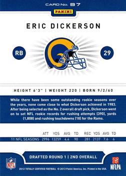 2012 Panini Totally Certified #97 Eric Dickerson Back
