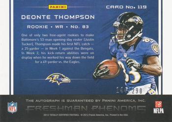 2012 Panini Totally Certified #119 Deonte Thompson Back
